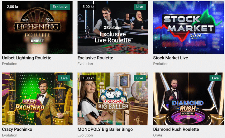 Unibet live casino